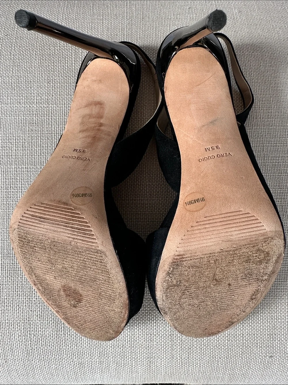 BCBGMAXAZRIA Ma-Prue Black Suede Leather Slingback Platform Heels - Size 9.5